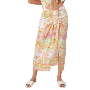 Hale Bob NWT Ballerina Crown Birdcage Unicorn Print Linen Skirt, MSRP $264